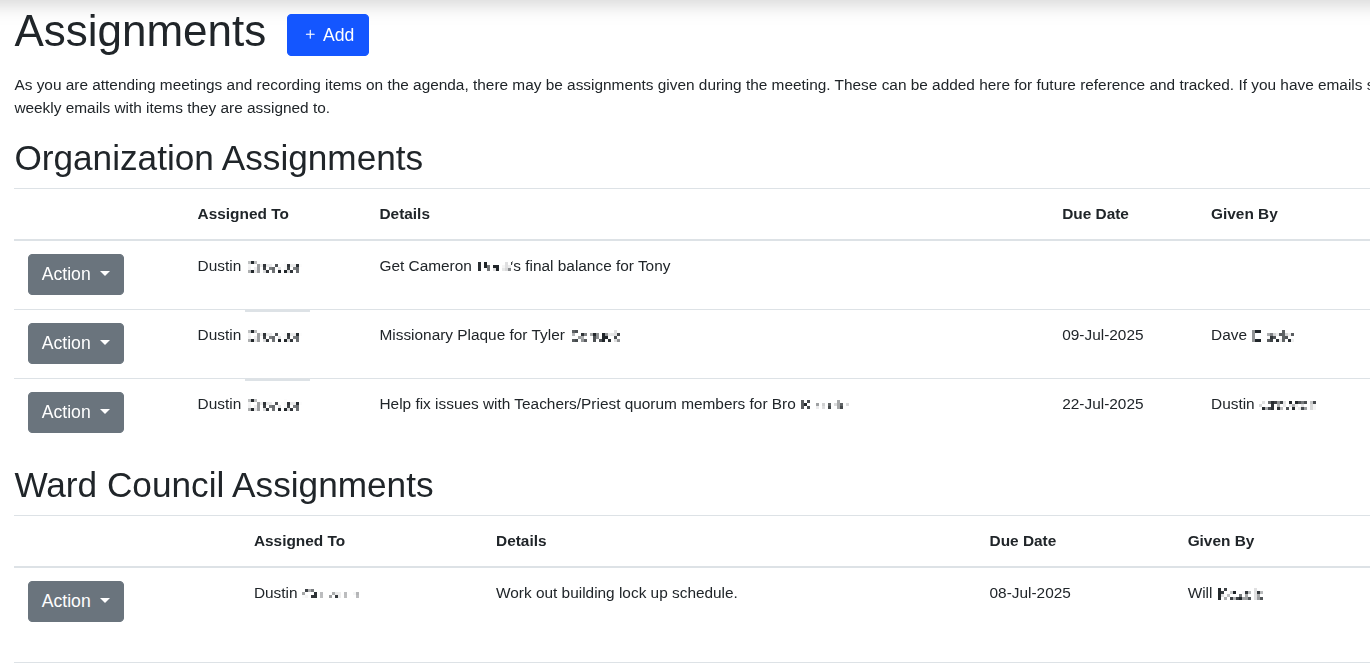 Assignment Tracking Example